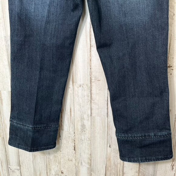 Vintage Y2K Dark Wash Denim Blue Floral Embroidered Capri Womens SIze 30 - Picture 2 of 7